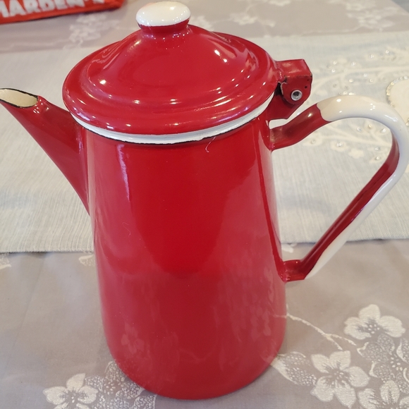 Vintage Emalia Olkusz 1907 Red Enamel Coffee/Tea Pot 1907 - Picture 9 of 11